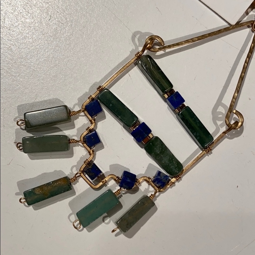 Anthropologie Gold and Green Statement Earrings